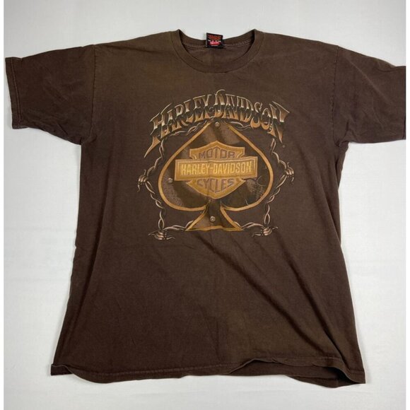 T T Other - Harley-Davidson Men L Brown Cotton Spade Graphic Milwaukee T-Shirt